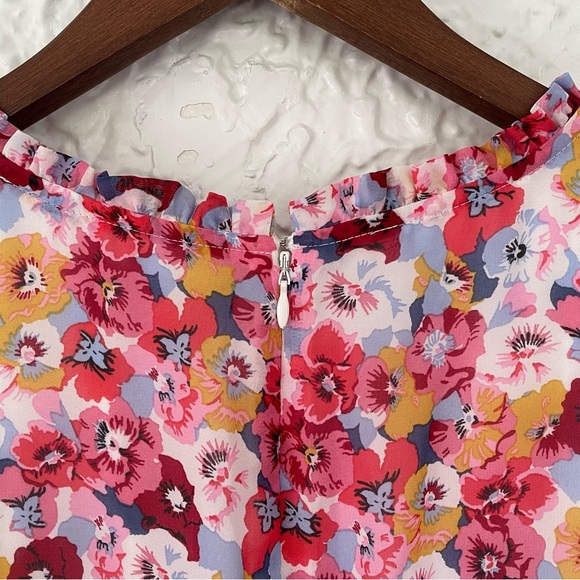 Lane Bryant Pink Short Sleeve Floral Chiffon Tiered Maxi Dress Size 22/24 - Picture 8 of 11